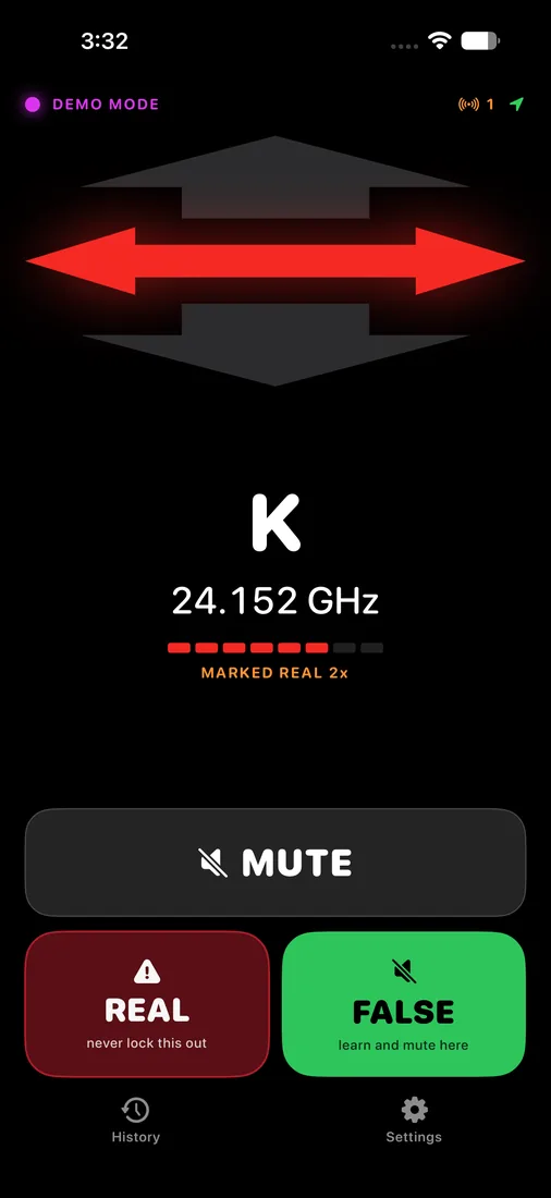 A K band front alert labelled MARKED REAL 2x